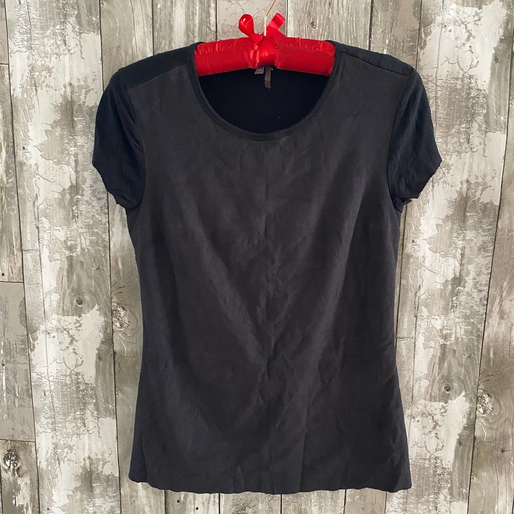 vince Camuto faux leather short sleeve shirt XS